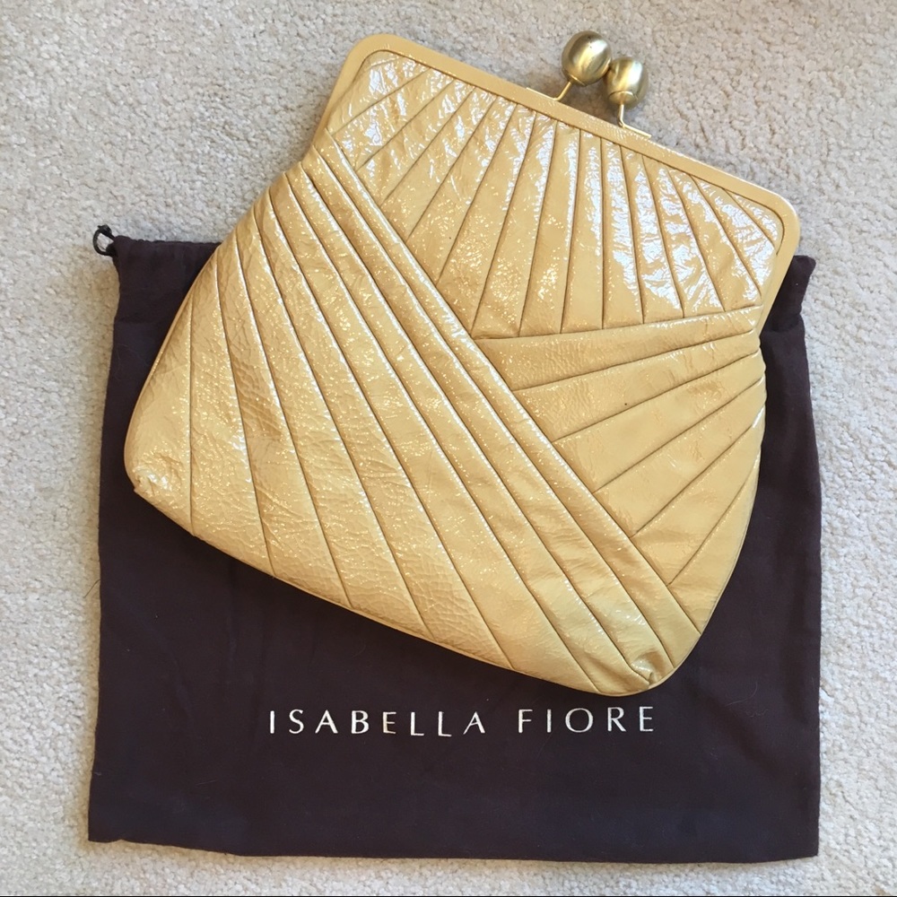 Isabella Fiore Mustard Art Deco Quilted Clutch